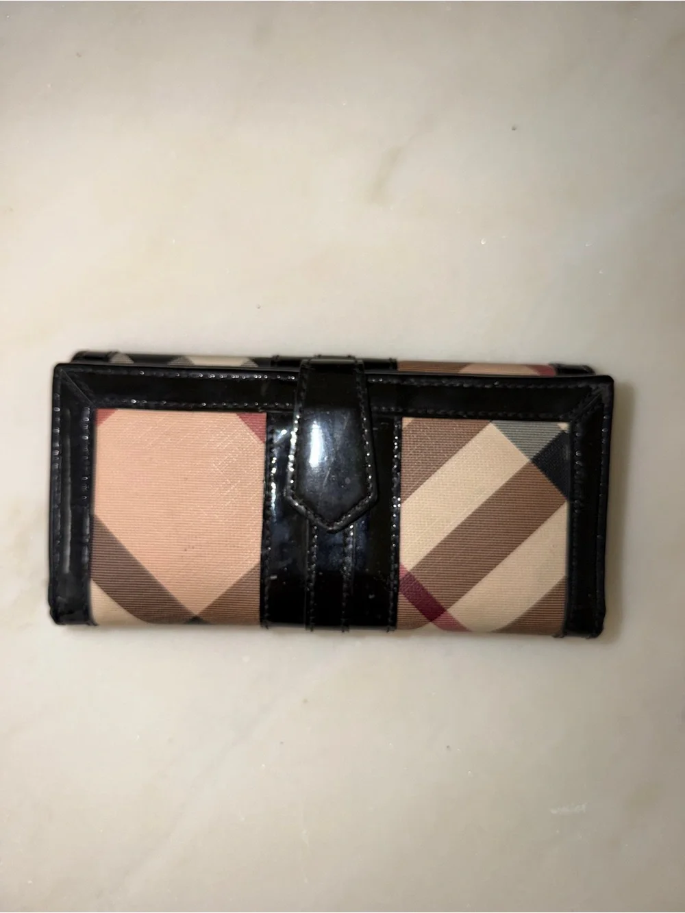 Burberry Classic Plaid Trifold Wallet with Black Trim